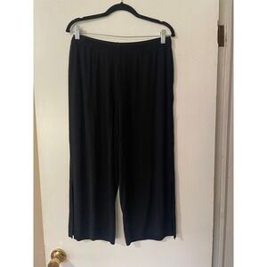 SOMA Black Cropped Wide Leg Pants Lounge Casual Side Slits Size L